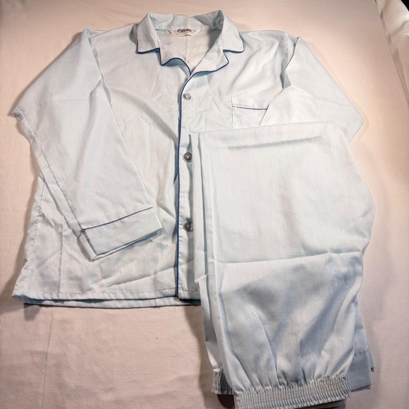 Olina Other - Vintage Olina Mens Pajama  Lounge Set Light Blue Cotton Blend Long Sleeve